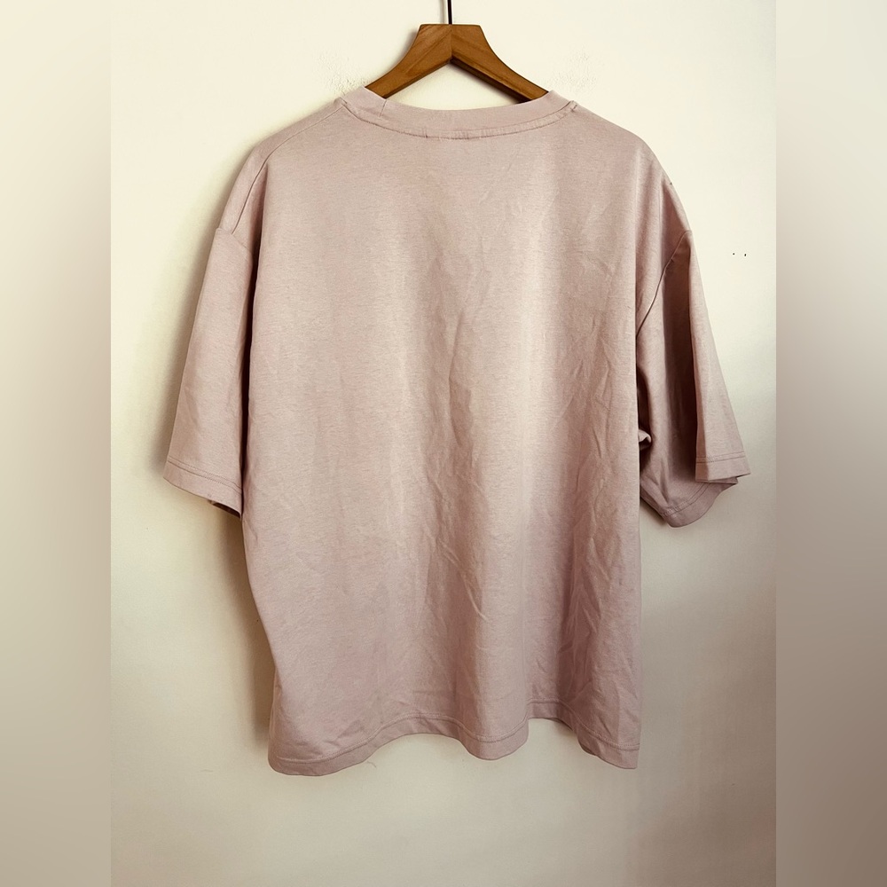 UNIQLO U Knitted Short Sleeve T-Shirt Pink Relaxed Oversized Boxy Fit XXL - Picture 3 of 6